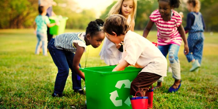 Children recycling