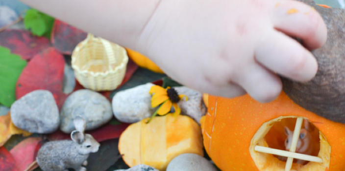 Little House in the Pumpkin: Autumn Craft & Sensory Bin