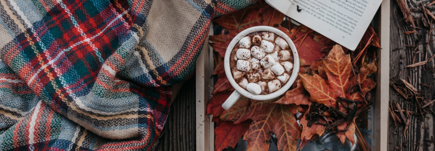 Special story time with hot chocolate and blankets to create a feeling of warmth